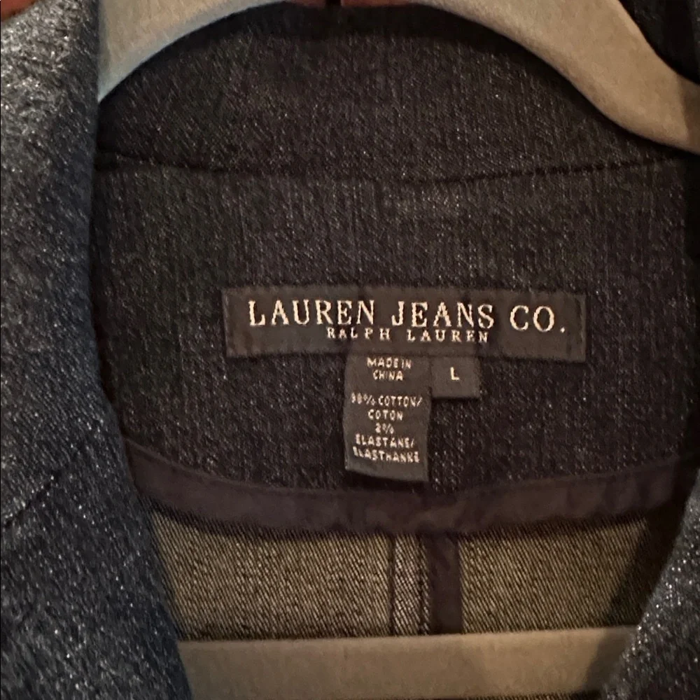 Lauren Jeans Co Ralph Lauren Jacket Denim Dark Wash Silver Buttons SzL - Picture 5 of 7